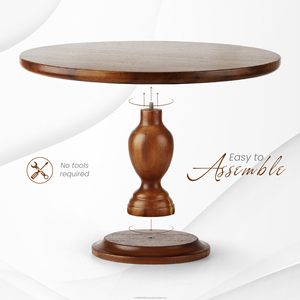 Présentoir élégant en bois d'acacia de support de gâteau avec 2 accessoires de cuisson de spatule pour la décoration d'événement de noce - Product Image 3