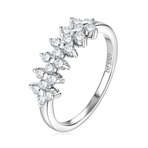 New Arrivals Direct Sales 925 Sterling Silver 2mm 0.03ct D VVS1 Moissanite Prong Set <b>Petal</b> Half Eternity Flower Leaf Trendy Ring - Product Image 2
