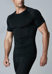 T-shirt de sport pour homme, léger, sans couture, respirant, haute élasticité, compression, spandex/polyester, col rond - Product Image 4