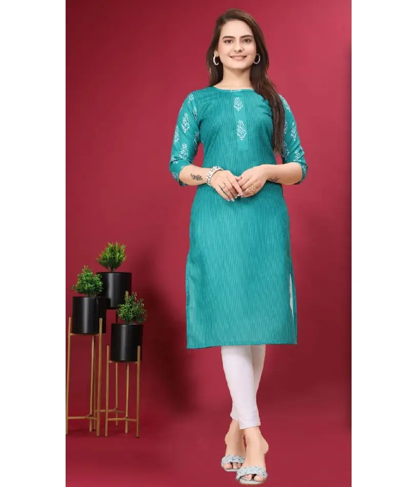 Hợp Thời Trang Phụ Nữ Mặc Ưa Thích Của Ruby Cotton Kurtis Với In Kỹ Thuật Số Làm Việc Giá Thấp Mặc Giản Dị Kurtis Với Chất Lượng Tốt Nhất Quần Áo