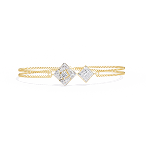 Élégant bracelet en moissanite avec chaîne à trois rangs en or et diamant taillé en coussin étincelant - Product Image 1