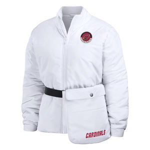 Veste bouffante blanche à fermeture éclair pour femme Logo imprimé col montant fermeture éclair conception Packaway imperméable hiver été printemps coton - Product Image 2