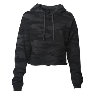 High Quality Women's 100% Cotton Crop <b>Top</b> Hoodies Breathable Streetwear for <b>Winter</b> with Front Logo and Hooded Collar - Product Image 1