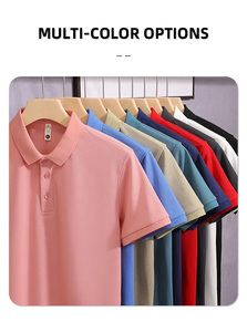 T-shirt de golf pour homme 100 % coton, tricoté de haute qualité, col court, anti-rétrécissement, anti-plis, uni, manches courtes rigides - Product Image 3