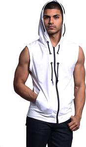 wholesale custom design <b>sleeveless</b> workout gym <b>hoodie</b> for <b>men</b> - Product Image 5