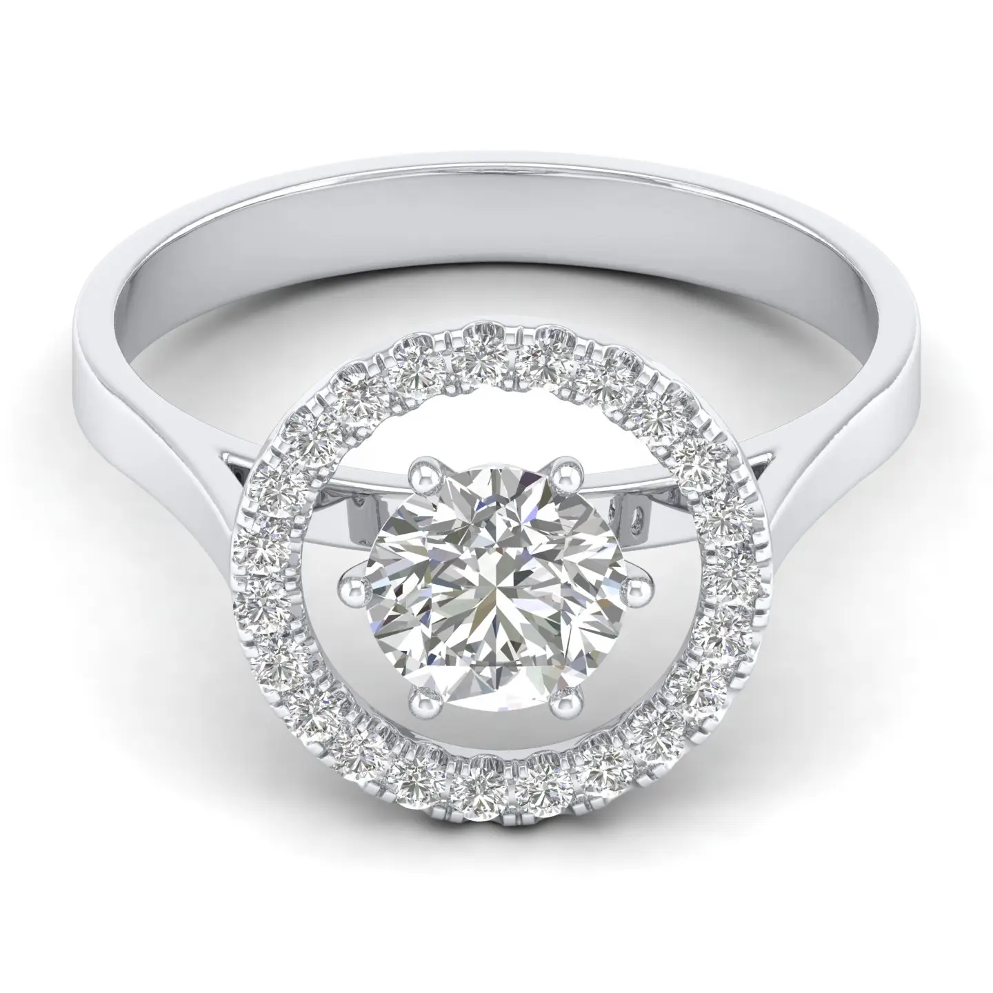 Op Maat Gemaakte Echte Diamanten Ring 14K 18K Massief Wit Goud Rond Gesneden Igi Gecertificeerde Diamanten Trouwring