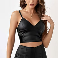 Sujetador de Cuero Elegante para Mujer, Talla Grande, Ligero, con Cierre Trasero Ajustable, Acabado Liso, Logotipo Frontal, Alto Soporte