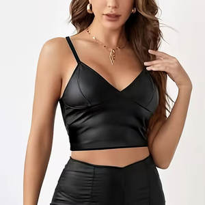Soutien-gorge en cuir élégant pour femme, grande taille, léger, avec fermeture dorsale réglable, finition lisse, logo frontal, maintien élevé - Product Image 1