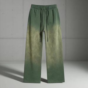 Jogging unisexe personnalisé en polyester et coton lavé, ample, ample, à jambes larges, évasé, avec cordon de serrage, pantalon de survêtement à taille élastique, jambe droite, pour homme - Product Image 3