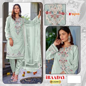 Trajes de Organza indios y paquistaníes de diseñador y trabajo khatli para damas Nuevo estilo Trabajo de bordado pesado para ropa de fiesta Precio bajo - Product Image 4