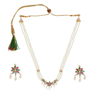 Bijoux fantaisie Plaqué or Designer Perle Tricolore Pierre Collier serti de boucles d'oreilles pour cadeau d'anniversaire - Product Image 1