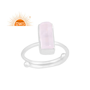 Anillo apilable de piedras preciosas de cuarzo rosa Natural de plata de ley de gran venta, joyería personalizada para mujer, regalo para ella - Product Image 1