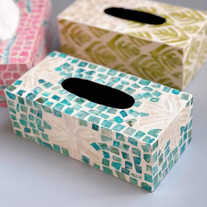 Rectángulo Madre de perla Caja de pañuelos Incrustaciones de concha natural hechas a mano para hotel, decoración del hogar, regalo de boda Artesanía de Vietnam - Product Image 2