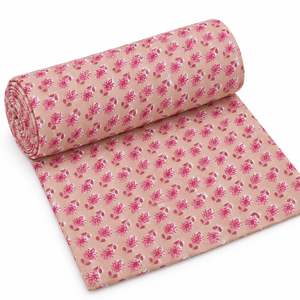 Tissu en voile de coton peigné léger imprimé à la main Pinksa Fashion, motif feuillage jaune et bleu, 90 GSM, Rajasthan - Product Image 3