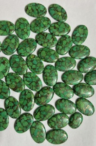 Haute qualité naturel vert Turquoise Cabochon forme ovale dos plat calibré pierre précieuse prix de gros pierre précieuse polie - Product Image 3