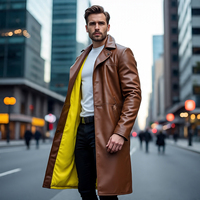 Manteau long en cuir d'agneau véritable de haute qualité, imperméable, en laine, pour hommes |   Écologique, respirant, tendance, régulier