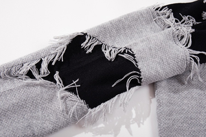 Pull-over en tricot personnalisé OEM pour hommes en coton jacquard d'hiver déchiré col rond anti-rides LOGO - Product Image 6