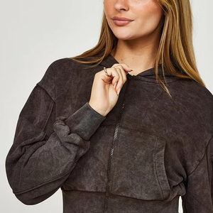 Chándal de gran tamaño personalizado lavado con ácido para mujer, chándal holgado para mujer, conjuntos Unisex al por mayor personalizados - Product Image 3