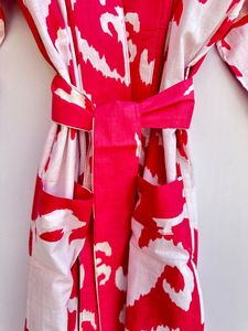Robe Kimono en coton pour femmes bloc imprimé Robe de nuit confortable Robe de demoiselle d'honneur Robe de chambre vêtements de plage Robe à la main naturelle - Product Image 3