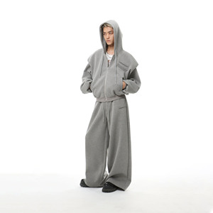 Conjunto Deportivo Extra Grande para Hombre, 100% Felpa de Algodón Grueso, con Logotipo Personalizado, Chándal de Moda, Mangas Largas, Liso, Grueso para Invierno - Product Image 1