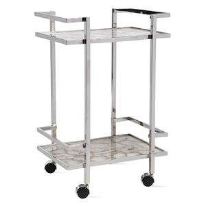 Finition noire en métal à deux niveaux avec chariot de service à quatre roues pour la maison hôtel restaurant de luxe café utilisation extérieure et intérieure article - Product Image 2