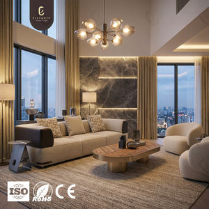 โซฟาทรงตรงขนาดใหญ่ระดับไฮเอนด์ หุ้มด้วยผ้าบุอย่างดี พร้อมที่วางแขนหนังแท้ ดีไซน์โดดเด่น เหมาะสำหรับห้องนั่งเล่นขนาดใหญ่ - Product Image 1