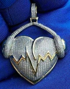 925 Sterling Silver <b>Heart</b> Shape <b>Pendant</b> Round Cut Lab Created Diamond Hip Hop jewellery Customized Diamond <b>Pendant</b> - Product Image 1