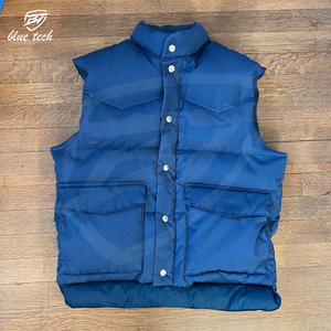 Hommes en plein air décontracté fermeture éclair léger OEM logo personnalisé à la mode bouffant gilet vêtements d'hiver veste sans manches - Product Image 5