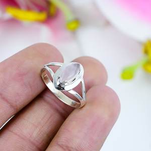 Venta caliente 925 joyería hecha a mano de plata esterlina anillo de piedra de corte Marquesa Chapado en plata Vintage anillo de piedras preciosas de cuarzo rosa Natural - Product Image 3