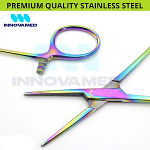 Nouvelle pince hémostatique multicolore avec manuel en acier à mâchoires dentelées avec support en ligne Instruments chirurgicaux à verrouillage droit - Product Image 5
