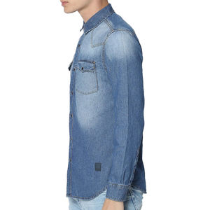 Chemise en jean originale en coton au design vintage pour hommes, élégante coupe régulière, respirante, logo personnalisé imprimé, état neuf 230GSM - Product Image 2