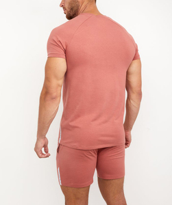 Conjunto deportivo de verano para gimnasio, camiseta atlética con músculos, cuello redondo, manga corta, pantalones cortos de motorista ajustados, pantalones cortos activos de talla grande para - Product Image 3