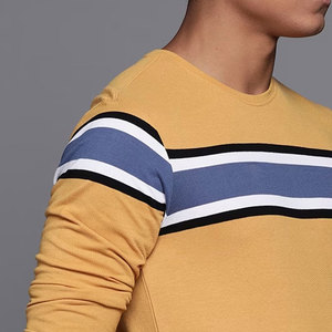 T-shirt basique à manches longues décontracté en coton extensible, coupe classique, logo personnalisé, vente en gros - Product Image 4