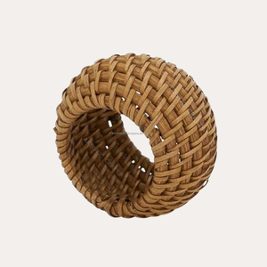 Porte-serviettes en rotin bambou de forme ovale Design unique pour la maison cuisine salle à manger et les dîners - Product Image 2