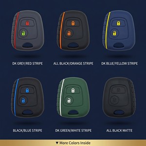 Housse de <span class=keywords><strong>clé</strong></span> en silicone souple pour IKCO Peugeot 206 207 307 308 Citroën Pars C2 <span class=keywords><strong>C3</strong></span> C4, antidérapante, antichoc, protection de <span class=keywords><strong>clé</strong></span> de voiture - Product Image 2