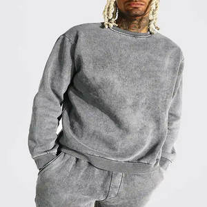 Sweat à capuche surdimensionné et pantalon évasé de couleur unie délavé à l'acide de grande taille Baggy lourd survêtement pour hommes, nouvel arrivage - Product Image 5