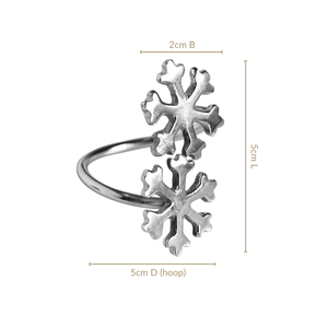 <b>Silver</b> Luxe Vintage Snowflake Durable Brass Napkin <b>Ring</b> <b>Set</b> 6-Piece Napkin Holder for Weddings and Table Decor for Restaurants - Product Image 4