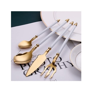 Juego de cubiertos chapados en oro de acero inoxidable, con mango de mármol, conjunto de cubiertos de Metal, novedad - Product Image 5