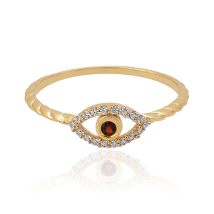 Anillo de Plata de Ley 925 Chapado en Oro con Diseño Atractivo, Zirconia Blanca, Ojo Turco y Esmalte Verde, Fabricación al por Mayor - Product Image 5