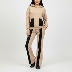 Conjunto Deportivo de Dos Piezas para Mujer, Chaqueta con Capucha y Cierre Completo, Terciopelo, Transpirable, Invierno, con Logotipo Personalizado, Excelente Calidad - Product Image 1