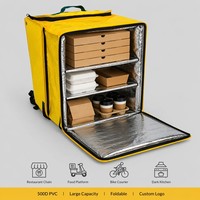 Sac à dos isotherme pliable grande capacité OEM pour livraison de repas, en PVC 500D imperméable avec fermeture éclair, personnalisable avec logo
