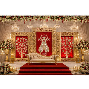 Paneles de Fondo para Bodas de Lujo Tradicionales con Grabados Dorados Reales, Marcos Metálicos, Tema Palacio Real, Precio de Fábrica DST Exports - Product Image 1