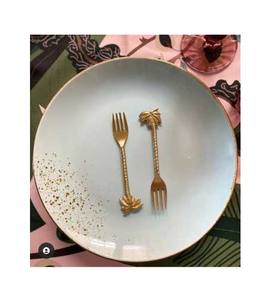 ส้อมสแตนเลสส้อมทองเหลืองรูปทรงใบไม้ - Product Image 5