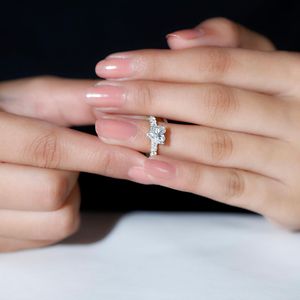 Heart Shape Moissanite <b>Solitaire</b> Engagement <b>Ring</b> with Side Stones, 925 Sterling <b>Silver</b> - Product Image 2