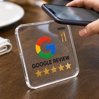 Plaque NFC transparente en acrylique 13,56 MHz, carte de menu RFID 12x12cm, mémoire 144 octets, étanche, URL programmable pour restaurant