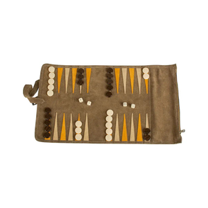 MORGANS INDUSTRIES Jeu de Backgammon Pliable en Cuir Écologique avec Dés et Pions pour Jeu en Famille - Product Image 1