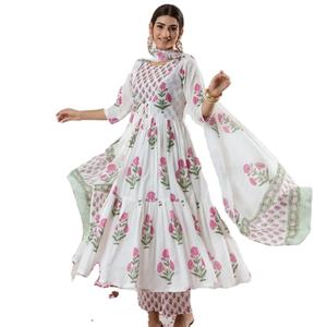 Gulabi Poppy Ensemble de costume de coquelicot de mode indienne de qualité haut de gamme Adultes Filles Comprend un pantalon Kurti en coton de soie Robe pakistanaise - Product Image 1