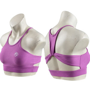 Soutiens-gorge de sport en spandex/nylon à taille mi-haute, uni, torsadé, avec leggings de yoga à taille élastique premium - Product Image 1