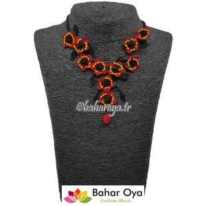 Elegante rojo-negro aguja encaje ojo moda collar accesorio - Product Image 1