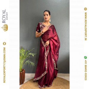 Colección de Saris de Fiesta de Diseñador, de Seda Premium, Adornados con Hermoso Bordado a Mano y Encaje - Product Image 4